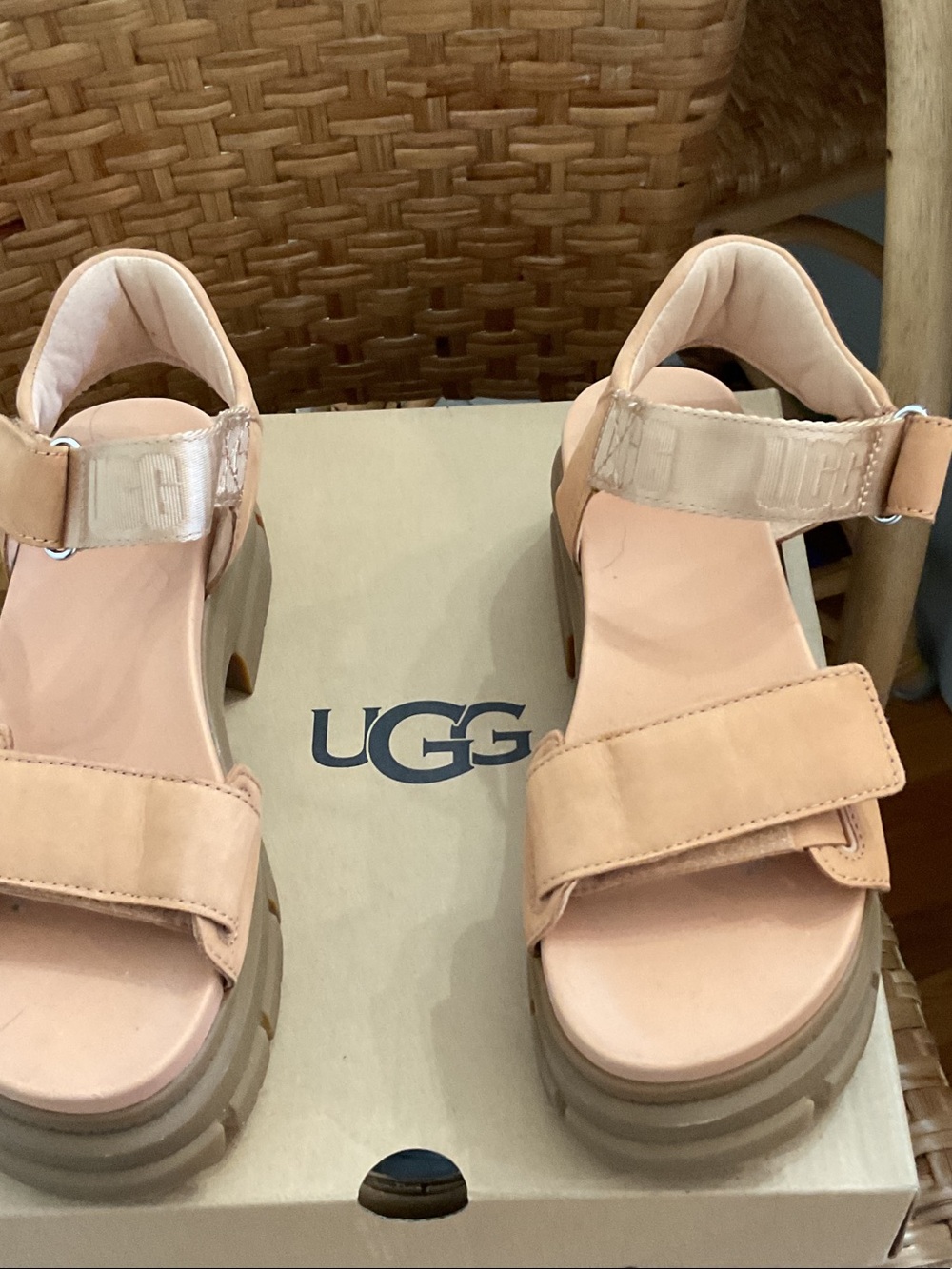 UGG Women's Tan Platform Sandals with Adjustable Straps